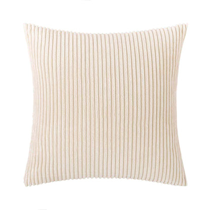 Kordsamt Kissen Mary in Cremefarbe, gestreift, ideal für Entspannung auf dem Sofa, von Interior by Hakito.