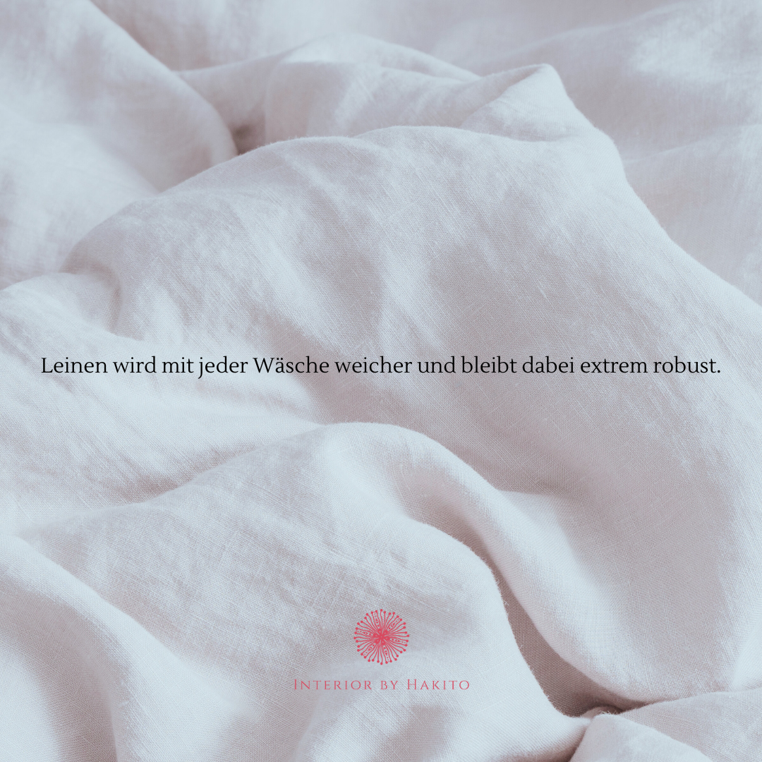 Nahaufnahme des Reine Leinen Bettdeckenbezugs GOTS von Hakito, zeigt die weiche Textur und Haltbarkeit des Materials.