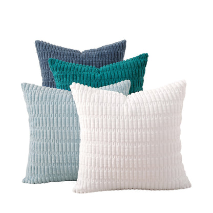 Vier dekorative Kissen in harmonischen Farben von Interior by Hakito – 4er Set Kissen Mosa Kordsamt für Sofa, Stuhl & Bett.