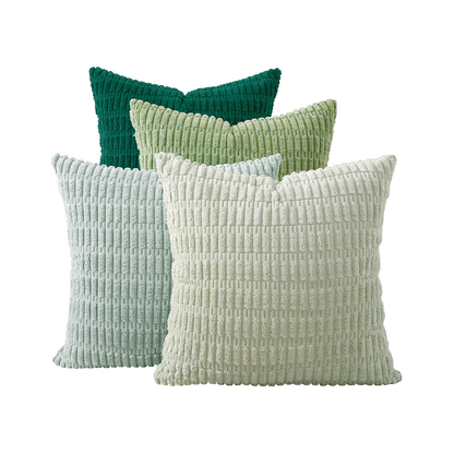 4er Set Mosa Kordsamt Kissen von Interior by Hakito in sanften Grüntönen – ideal für eine gemütliche Wohnatmosphäre.