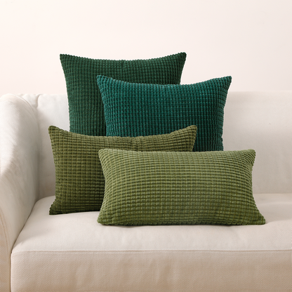 Wunderschönes 4er Set Kissen in Blau- und Grautönen von Interior by Hakito, Modell Sven Kordsamt. Perfekte Akzentuation für Ihr Sofa oder Bett.